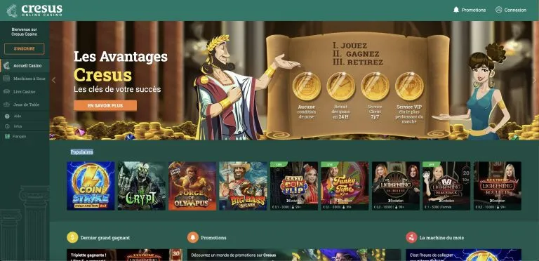 Aperçu de la plateforme Cresus Casino